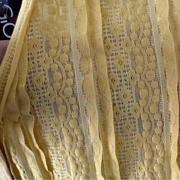Gigio Yellow Button-Up Top M NWT Embroidered Mesh Boho Cottagecore Chic - Picture 9 of 12